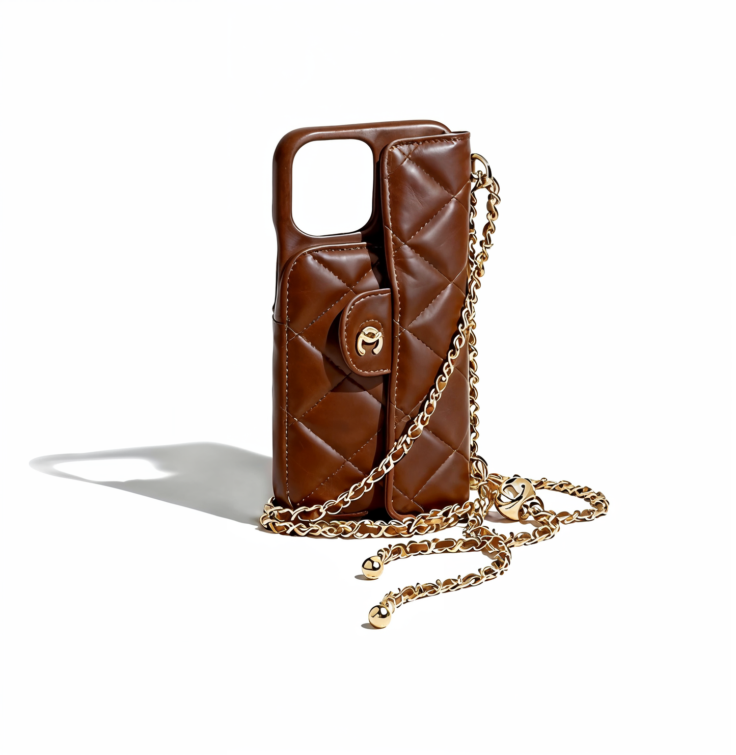 Étui de téléphone matelassé marron CeCe